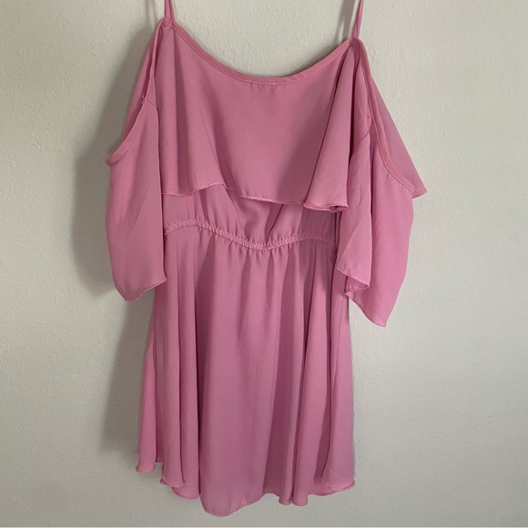 Women’s Charlotte Russe Pink Baby Doll Spaghetti Strap off the Shoulder Blouse - Picture 3 of 5